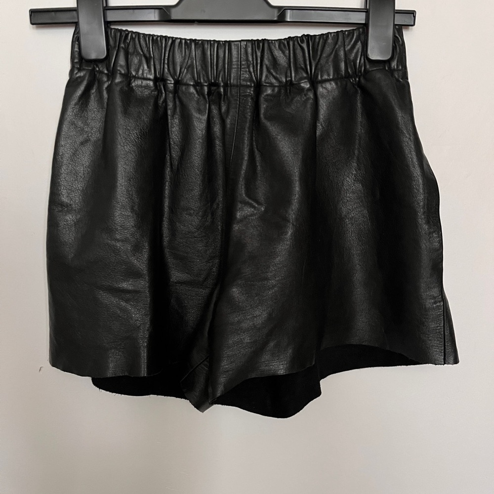 Topshop Boutique Black Leather Shorts